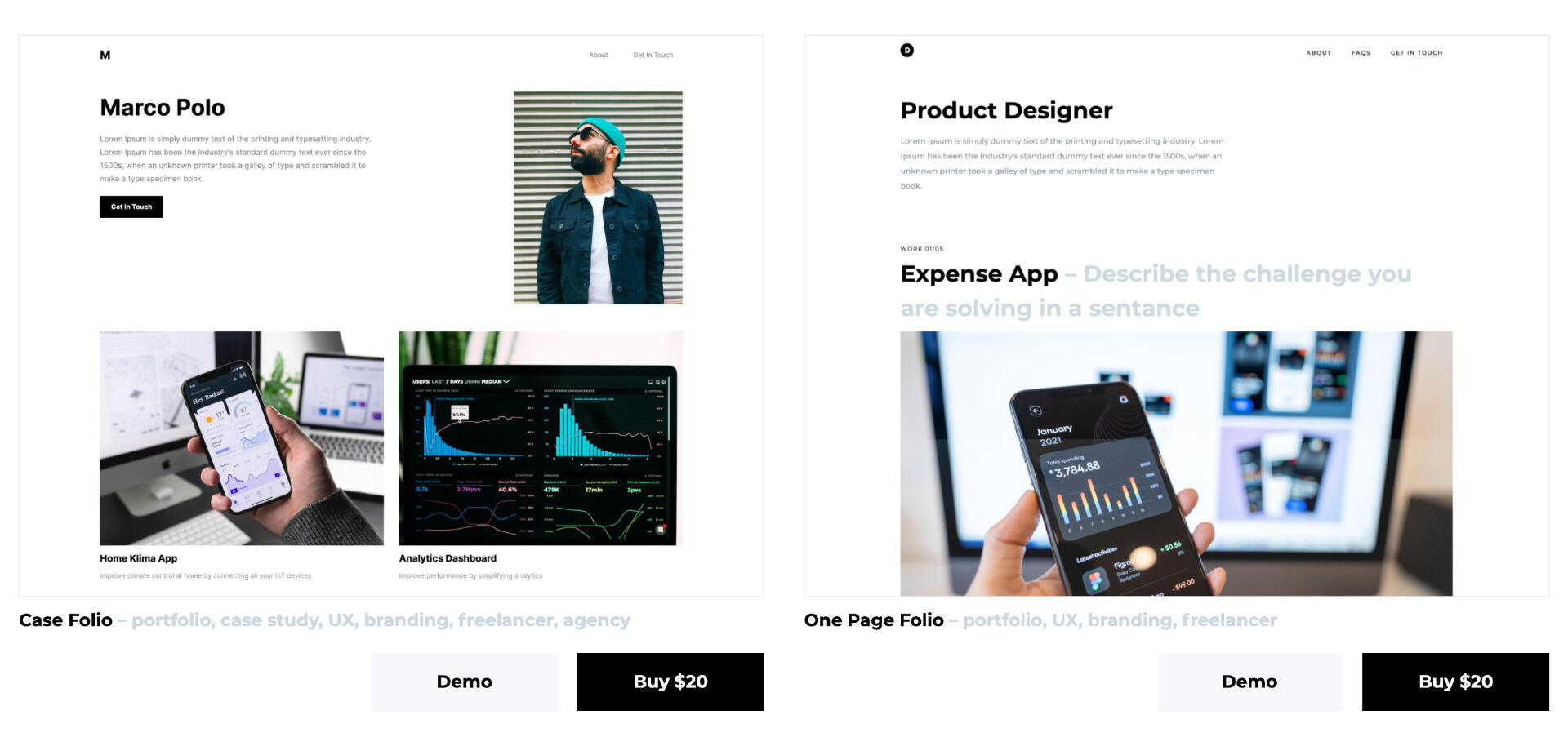 Carrd Portfolio Templates