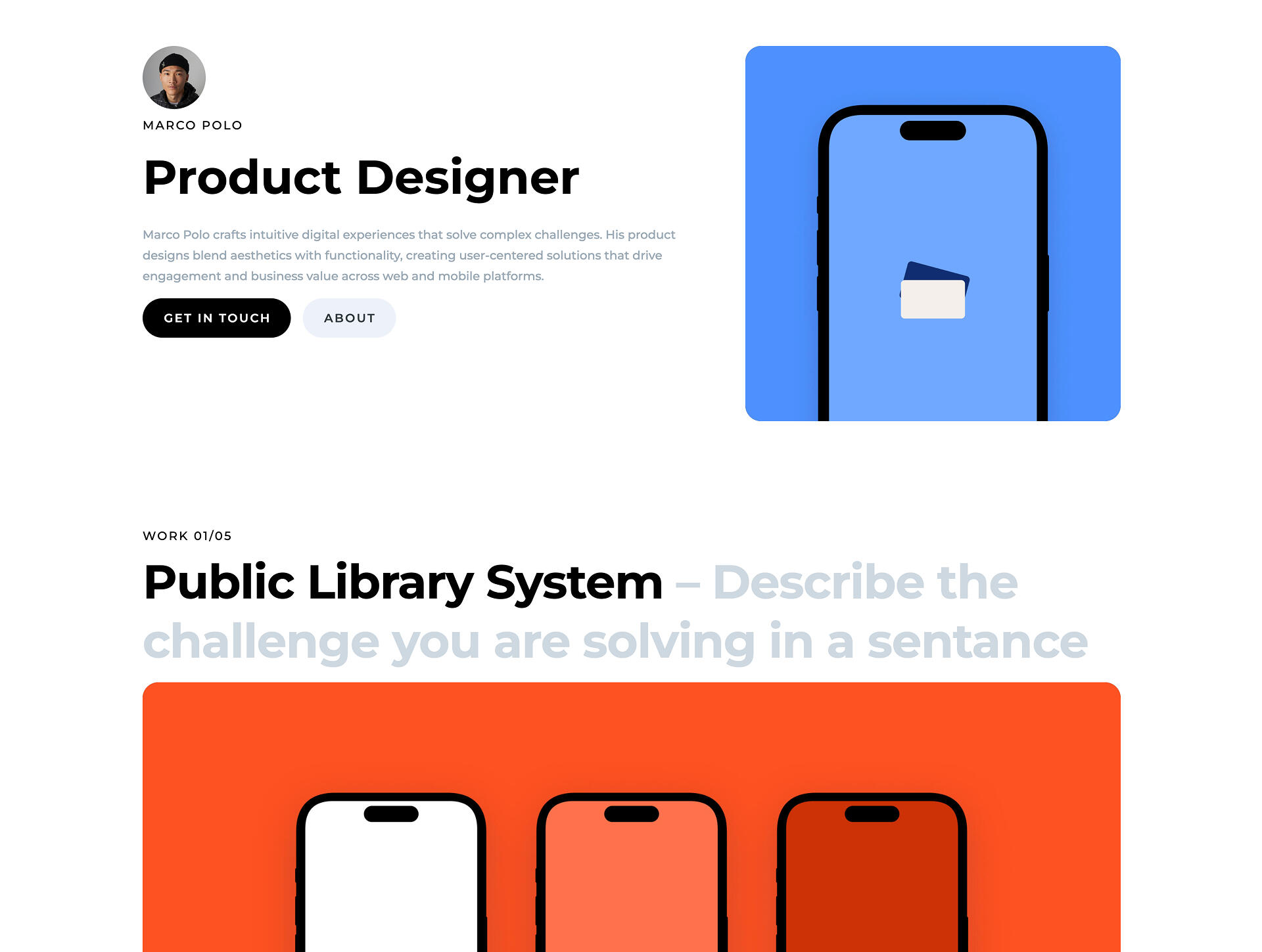 Carrd Portfolio Template - One Page Folio